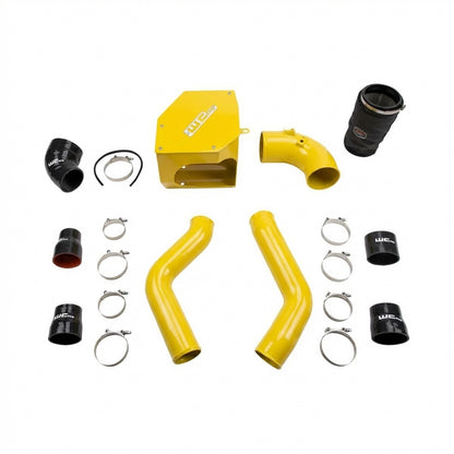 Wehrli WCF100331 stage 2 high flow intake kit 6.7 Cummins with intercooler pipes air box cat yellow