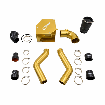 Wehrli WCF100331 stage 2 high flow intake kit 6.7 Cummins with intercooler pipes air box deore gold