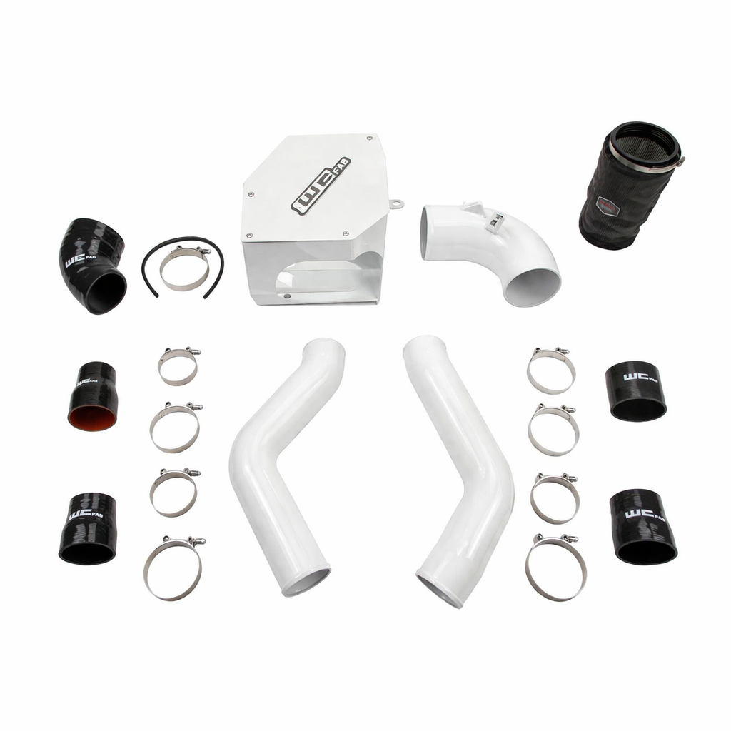 Wehrli WCF100331 stage 2 high flow intake kit 6.7 Cummins with intercooler pipes air box gloss white