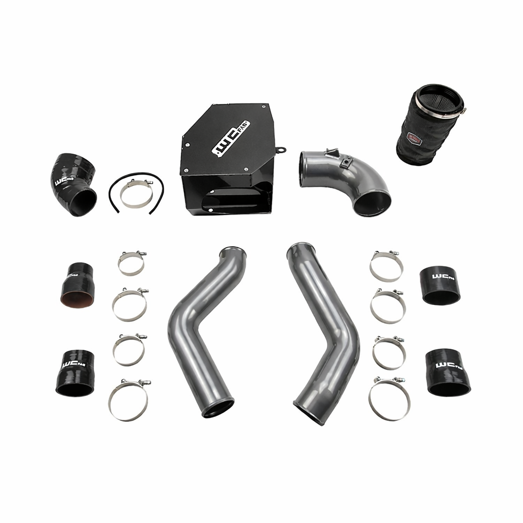 Wehrli WCF100331 stage 2 high flow intake kit 6.7 Cummins with intercooler pipes air box gun metal grey