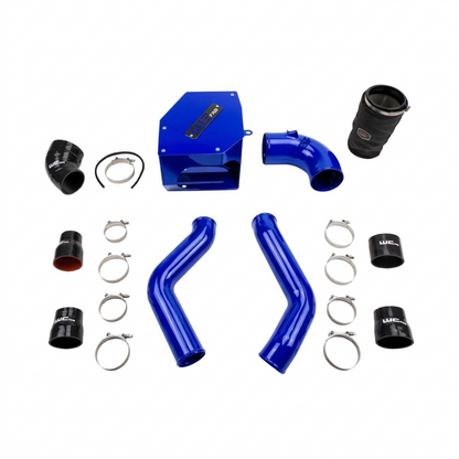 Wehrli WCF100331 stage 2 high flow intake kit 6.7 Cummins with intercooler pipes air box illusion blueberry color