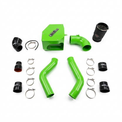 Wehrli WCF100331 stage 2 high flow intake kit 6.7 Cummins with intercooler pipes air box kiwi green