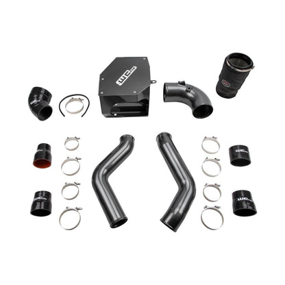Wehrli WCF100331 stage 2 high flow intake kit 6.7 Cummins with intercooler pipes air box shown in wcfab grey color