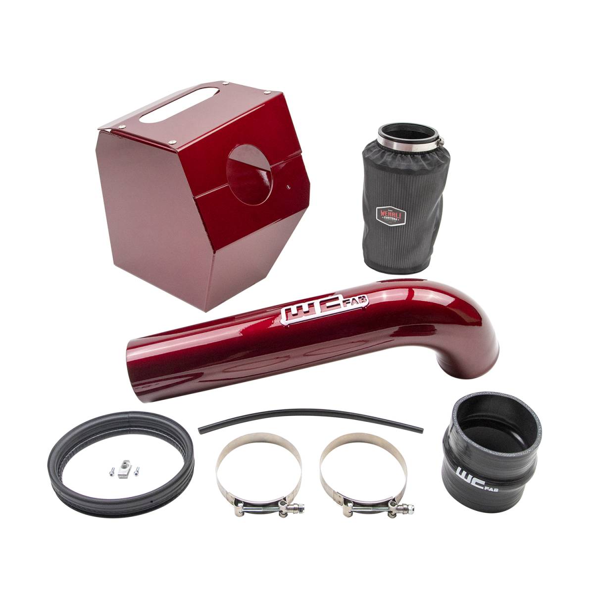 Wehrli WCF100344-RED 4 inch cold air intake kit with air box red L5P Duramax