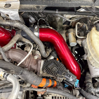 Wehrli WCF100353-RED 3 inch driver side hot side intercooler pipe red LML Duramax