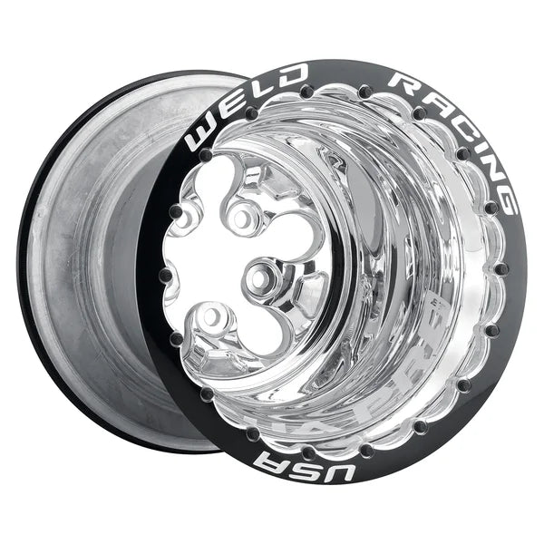 Weld Alpha Pro 15x13 / 5x4.75 BP / 1in BS Polished Wheel - Polished Double Beadlock MT