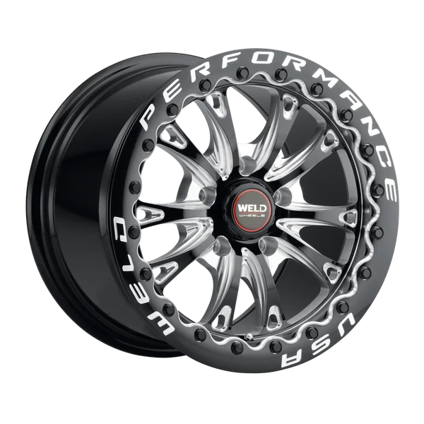 Weld Belmont Beadlock 15x10 / 5x114.3 BP / ET25 BS 6.48 Gloss Black MIL DIA 78.1