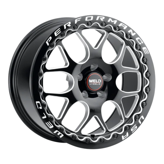 Weld Solana Beadlock 17x10 / 5x127 BP / ET38 / 71.5mm Bore - Gloss Black MIL DIA Wheel S91070075P38
