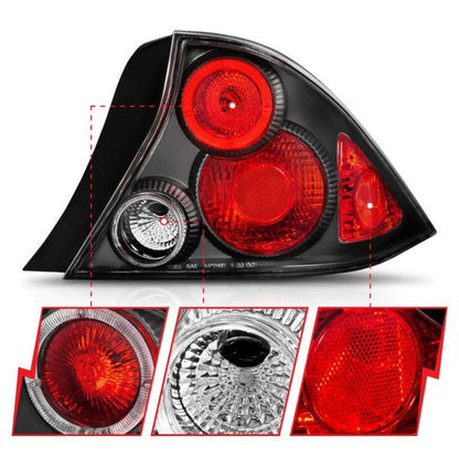 ANZO HONDA CIVIC 01-03 2DR TAIL LIGHTS HALO BLACK - 221046