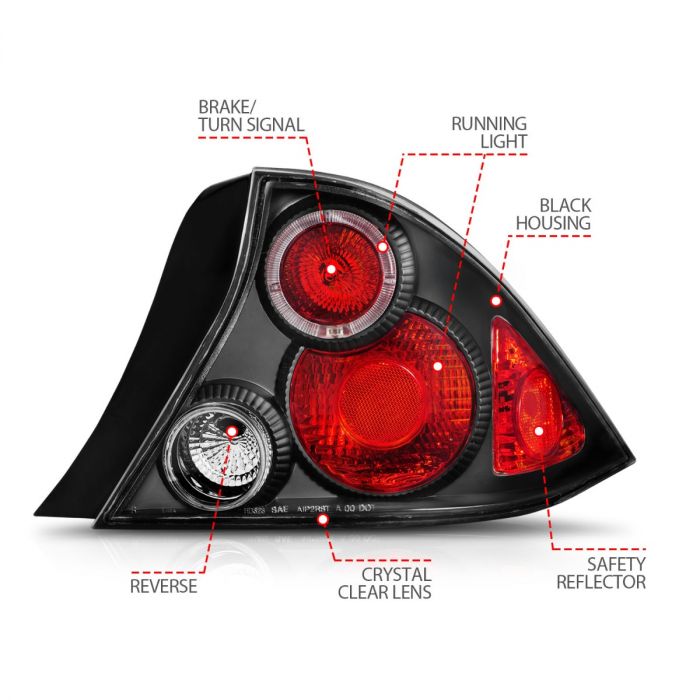 ANZO HONDA CIVIC 01-03 2DR TAIL LIGHTS HALO BLACK - 221046