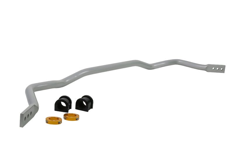 Car suspension stabilizer bar with mounting hardware on a white background