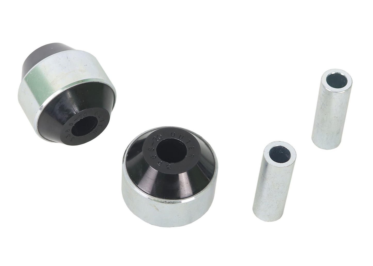 Set of metal bushings on a white background
