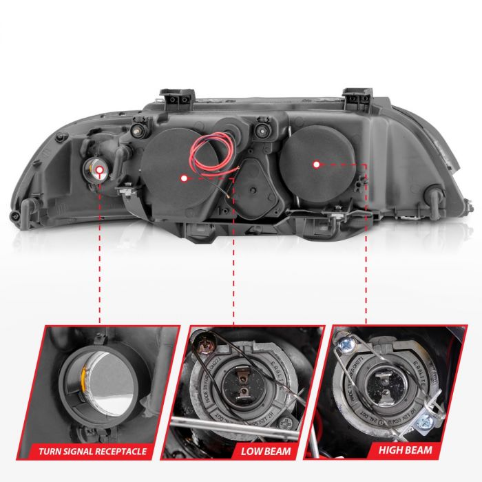 ANZO BMW 5 SERIES E39 97-00 PROJECTOR HALO HEADLIGHTS BLACK - 121017