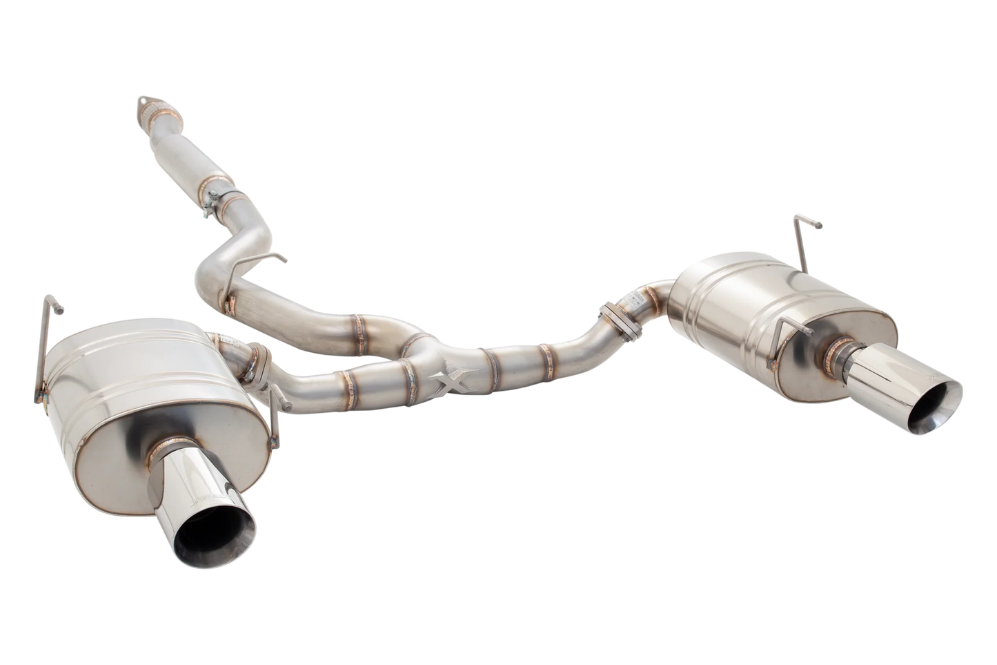 XForce ES-SW20-CBS 304 stainless steel cat-back exhaust for 2009-2011 Subaru WRX Sedan and 2009-2012 Forester XT with polished double-wall tips