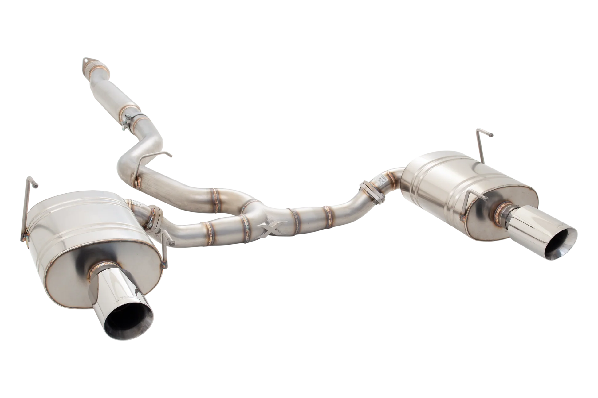 XForce ES-SW20-CBS 304 stainless steel cat-back exhaust for 2009-2011 Subaru WRX Sedan and 2009-2012 Forester XT with polished double-wall tips