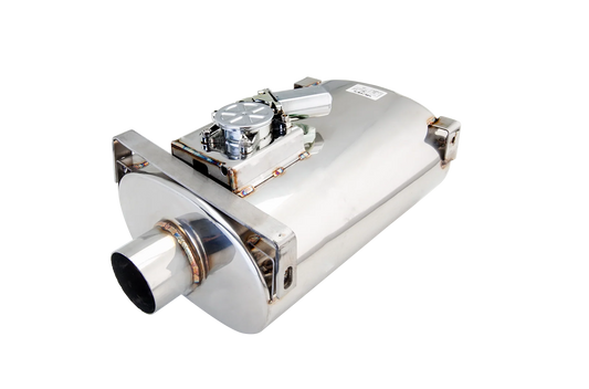 XForce VMK20-250 Varex 2.5-inch 304 stainless steel oval valved muffler with mounting points