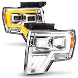 ANZOFORD F-150 09-14 FULL LED PROJECTOR PLANK HEADLIGHTS CHROME W/ INITIATION & SEQUENTIAL (FOR HALOGEN MODELS ONLY) - 111607