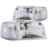 ANZO USA Ford Ranger Crystal Headlights Chrome W/ Corner Lights 2pc; 1993-1997