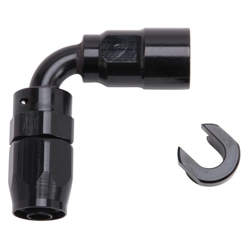 Russell Performance 3/8in SAE Quick Disc Female to -6 Hose Black 90 Degree Hose End - eliteracefab.com