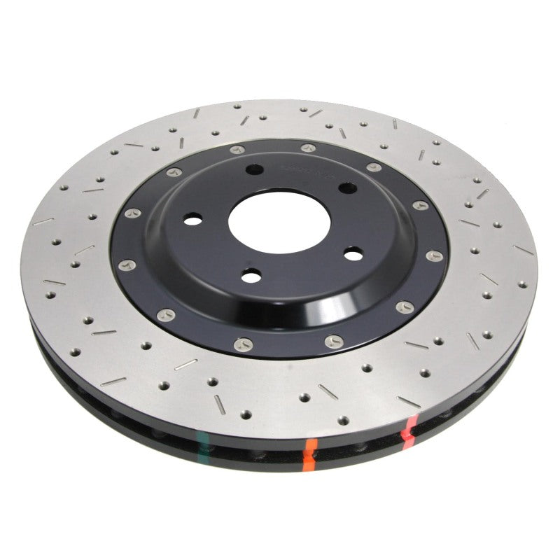 DBA 2004 STi 10 Stud Hole Front Drilled & Slotted 5000 Series 2 Piece Rotor Assembled w/ Black Hat DBA