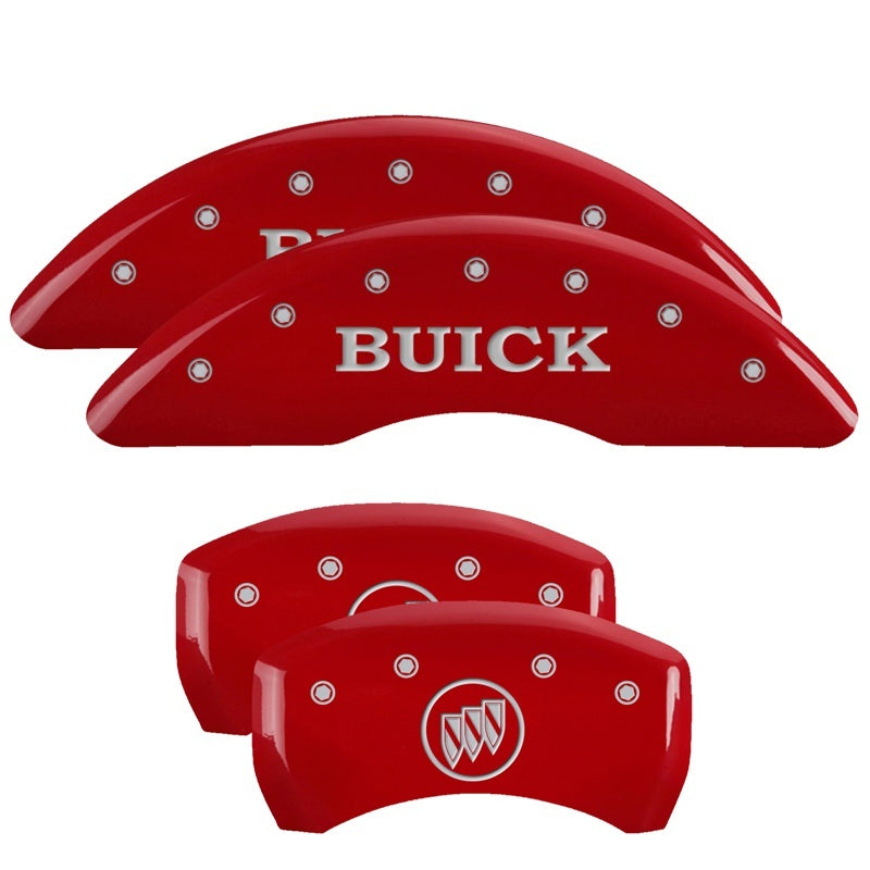 MGP 4 Caliper Covers Engraved Front Buick Rear Buick Shield Red Finish Silver Char 2015 Buick Regal MGP