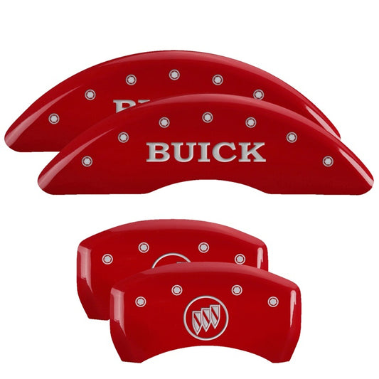 MGP 4 Caliper Covers Engraved Front Buick Rear Buick Shield Red Finish Silver Char 2015 Buick Regal MGP