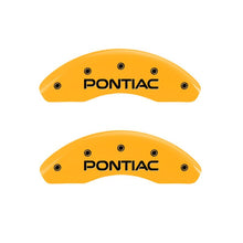 Load image into Gallery viewer, MGP 4 Caliper Covers Engraved Front Pontiac Rear Arrow Yellow Finish Black Char 2006 Pontiac G6 MGP