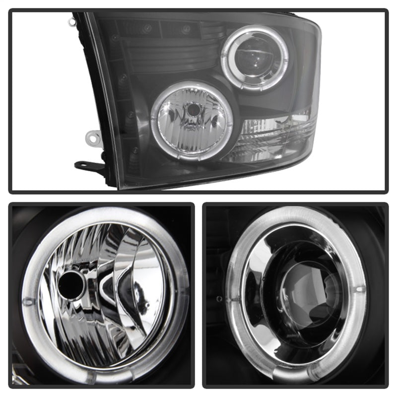 Spyder Dodge Ram 1500 09-14 10-14 Projector Headlights Halogen- LED Halo LED - Blk PRO-YD-DR09-HL-BK - eliteracefab.com