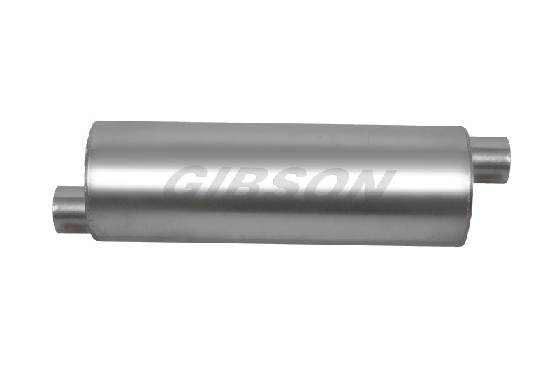 Gibson SFT Superflow Offset/Offset Round Muffler - 8x24in/3in Inlet/3in Outlet - Stainless Gibson