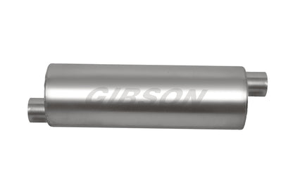 Gibson SFT Superflow Offset/Offset Round Muffler - 8x24in/3in Inlet/3in Outlet - Stainless Gibson