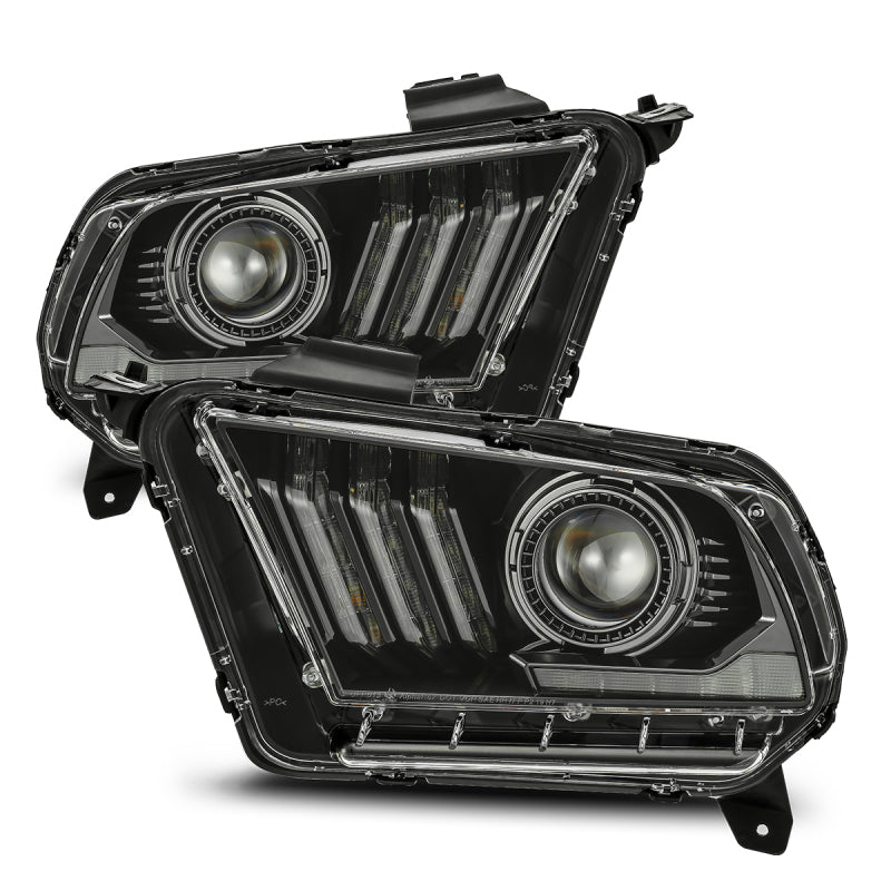 AlphaRex 880110 10-12 Ford Mustang PRO-Series Projector Headlights Plank Style Jet Black w/Top/Bottom DRL