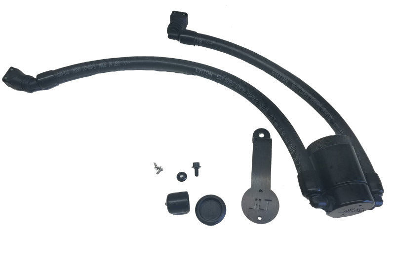 J&L 18-19 Ford Mustang GT Driver Side Oil Separator 3.0 - Black Anodized - eliteracefab.com