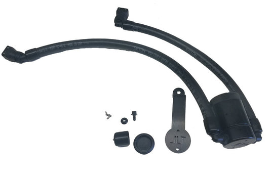 J&L 18-19 Ford Mustang GT Driver Side Oil Separator 3.0 - Black Anodized - eliteracefab.com