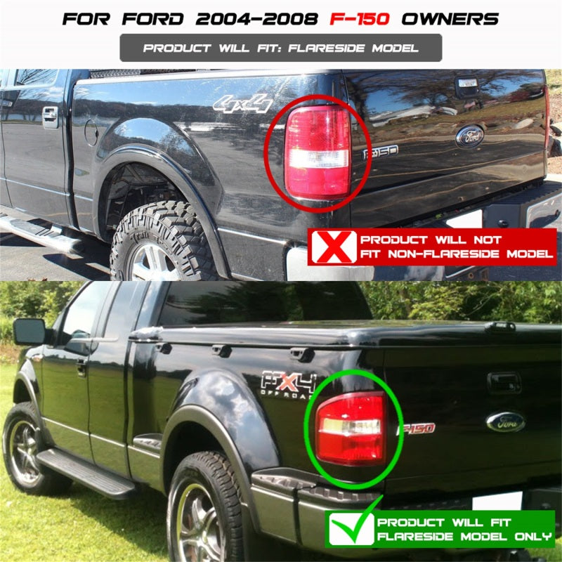 Spyder Ford F150 Flareside 04-08 Euro Style Tail Lights Black ALT-YD-FF15004FS-BK - eliteracefab.com