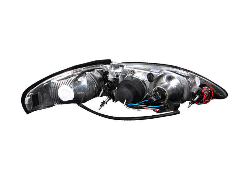 ANZO USA Ford Mustang Projector Headlights W/ Halo Black 1pc; 1994-1998 - eliteracefab.com