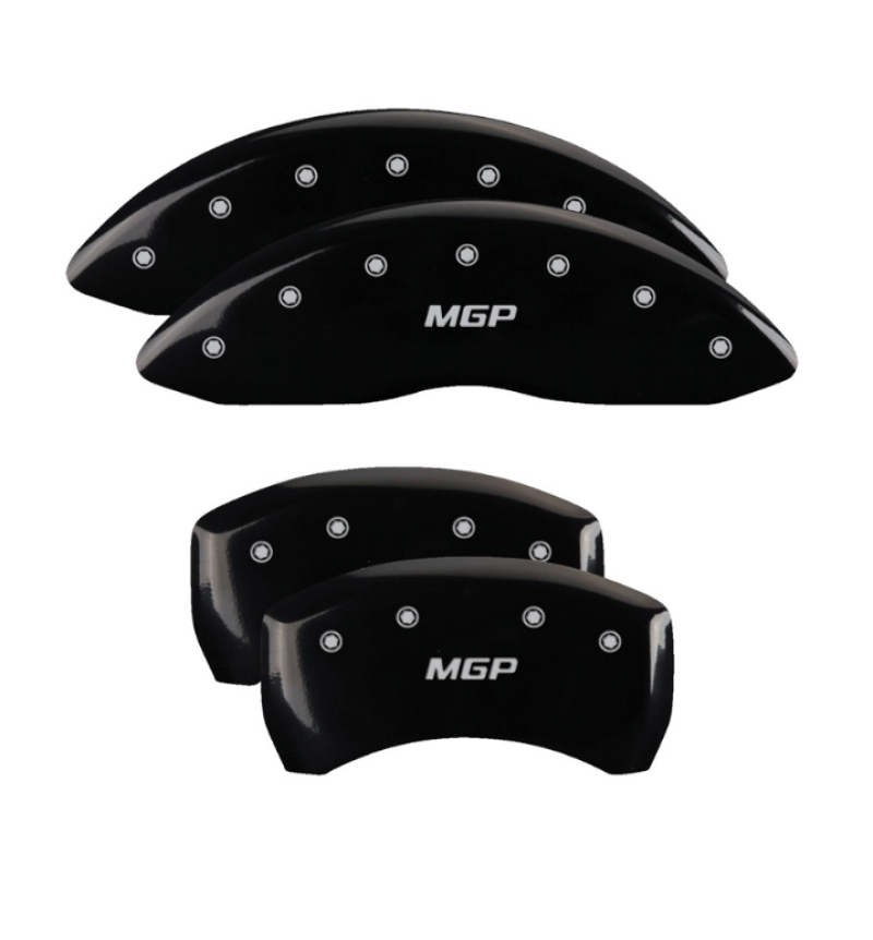 MGP 4 Caliper Covers Engraved Front/Rear 18-19 Buick Regal Sportback Black Finish Silver Characters MGP