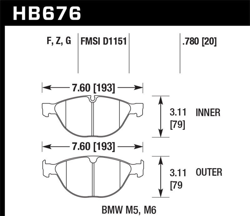 Hawk 06-10 BMW M5/M6 HPS Street Front Brake Pads - eliteracefab.com