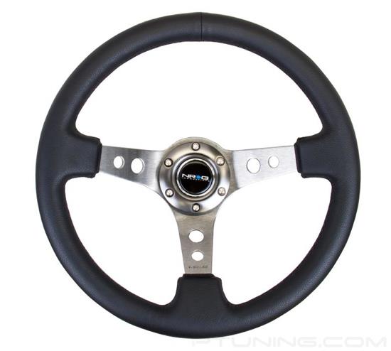 NRG Reinforced Steering Wheel 350mm Classic Black Wood Grain Wheel 3 Inch Deep 3-Spoke Center Black Chrome - eliteracefab.com