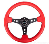 NRG Reinforced Sport Steering Wheel 350mm 3 Inch Deep Black Spoke with Suede finish Black Stitch - RST-006RR-BS-B