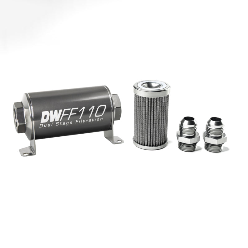 DeatschWerks Stainless Steel 10AN 100 Micron Universal Inline Fuel Filter Housing Kit (110mm) DeatschWerks