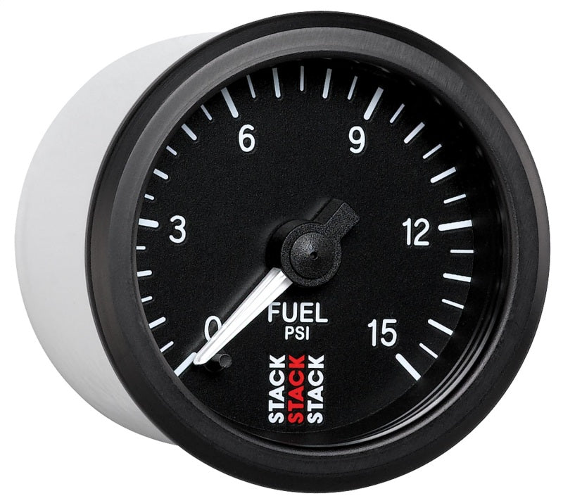 Autometer Stack 52mm 0-15 PSI 1/8in NPTF Male Pro Stepper Motor Fuel Pressure Gauge - Black ST3304