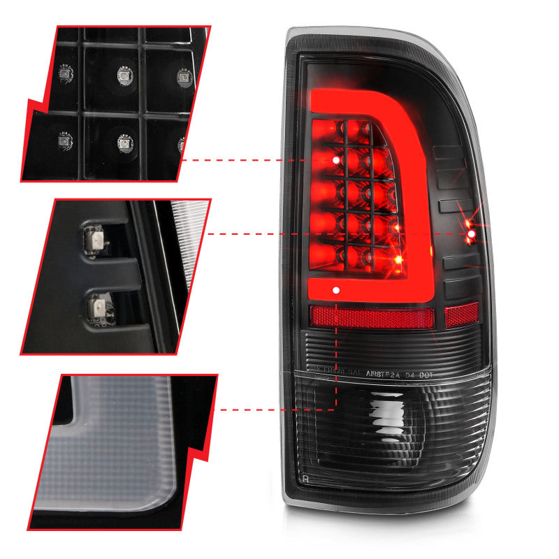 ANZO 1997-2003 Ford F-150 LED Tail Lights w/ Light Bar Black Housing Clear Lens - eliteracefab.com