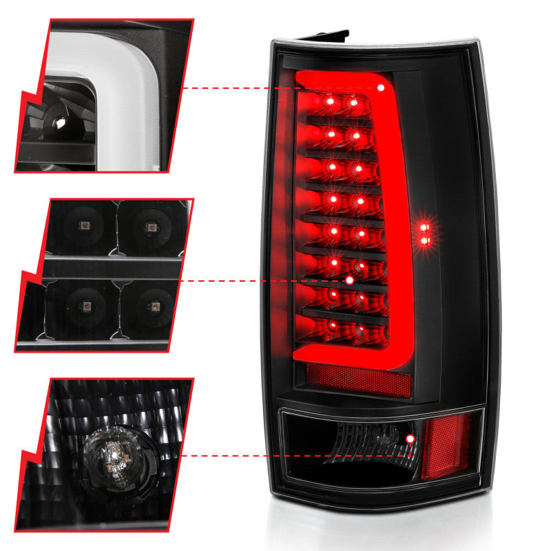 ANZO 2007-2014 Chevy Tahoe LED Taillight Plank Style Black w/Clear Lens - eliteracefab.com