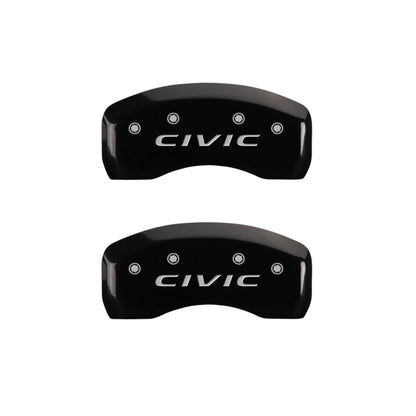 MGP 4 Caliper Covers Engraved Front 2016/CIVIC Engraved Rear 2016/CIVIC Black finish silver ch MGP