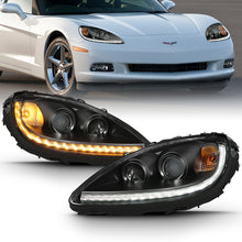 Load image into Gallery viewer, ANZO 2005-2013 Chevy Corvette Projector Plank Style Switchback H.L. Black Amber - eliteracefab.com