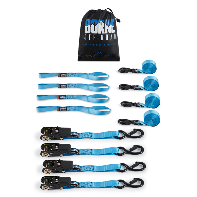Mishimoto Medium-Duty Ratchet Tie-Down Kit (4-Pack) Blue