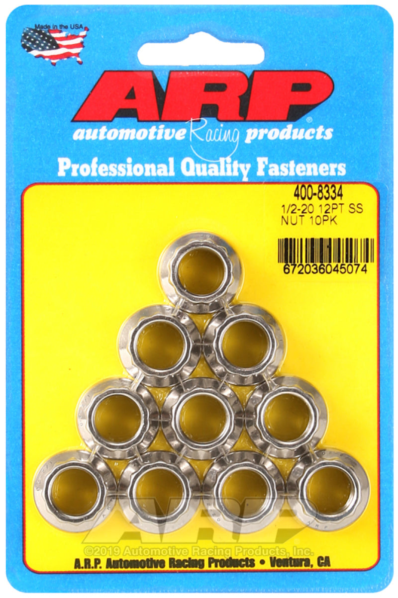 ARP 1/2in x 20 SS 12pt Nut Kit (10/pkg) ARP