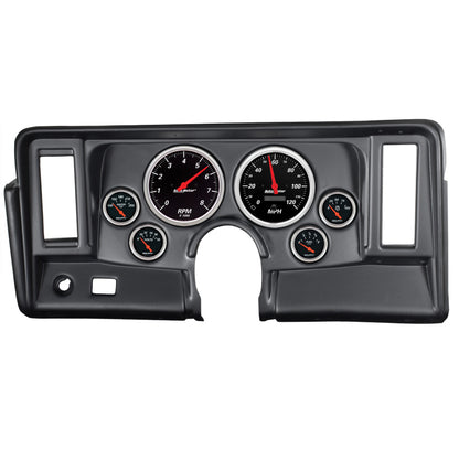 Autometer Designer Black 69-76 Nova Dash Kit 6pc Tach / MPH / Fuel / Oil / WTMP / Volt 7024-DB