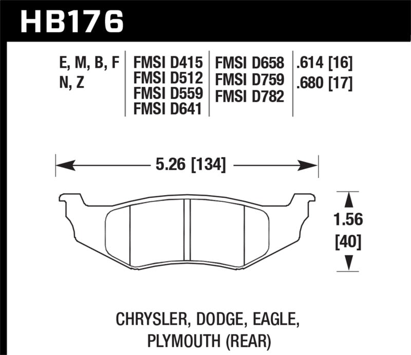 Hawk Performance Blue 9012 Rear Brake Pads - HB176E.680