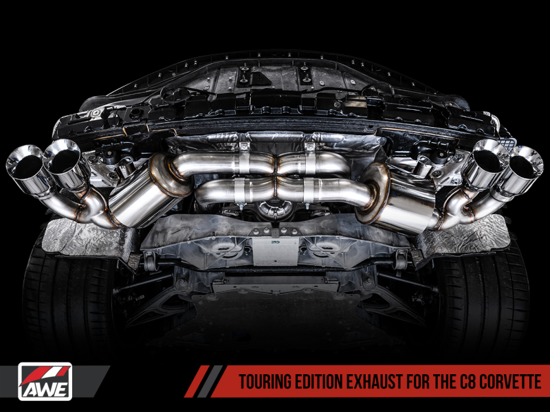 AWE Tuning 2020 Chevrolet Corvette (C8) Touring Edition Exhaust - Quad Chrome Silver Tips - eliteracefab.com